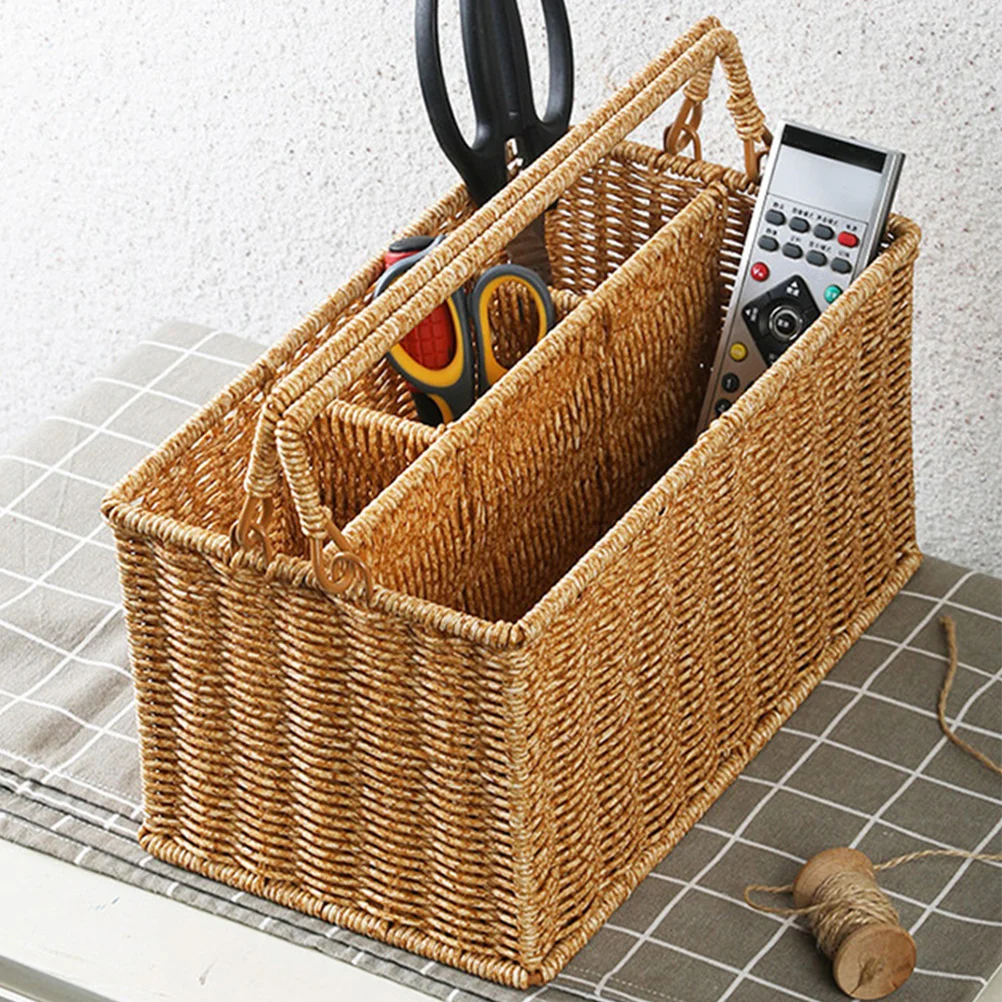 

Tool Basket Storage Bins Dresser Decor Napkins 4-compartment Baskets Vanity Tray Woven Large for Desktop Outdoor Bathroom