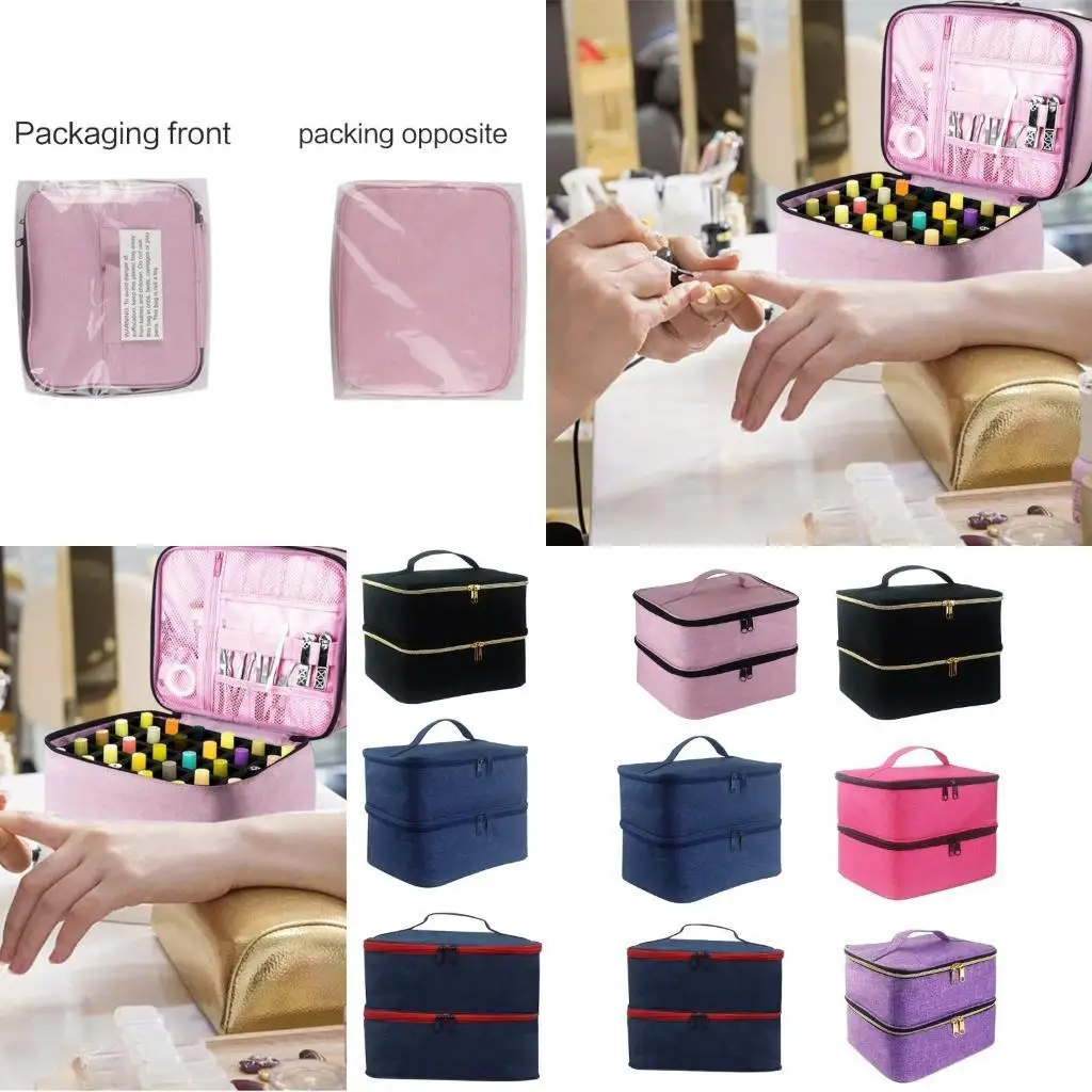 

D46D NailPolish Bag Storage Case with Handle for NailTech Double Layer