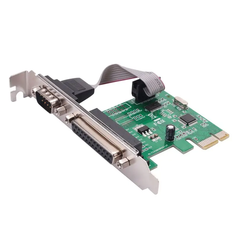 Leading-RS232 RS-232 Serial Port COM & DB25 Printer Parallel Port LPT To PCI-E PCI Express Card Adapter Converter WCH382L Chip