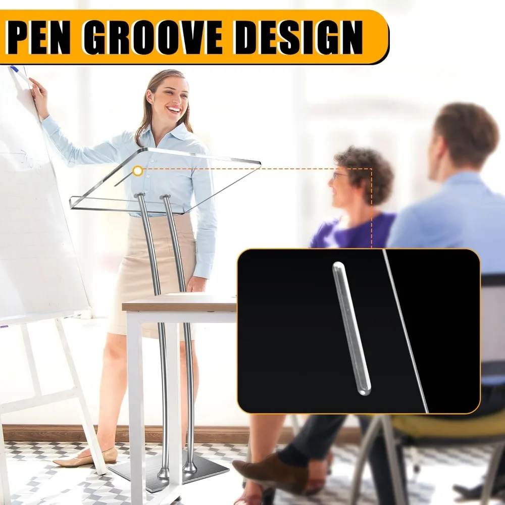 Прочный акриловый подиум для церков с железным основанием и толстой столешницей, многофункциональная кафедра-стойка с улучшенным S