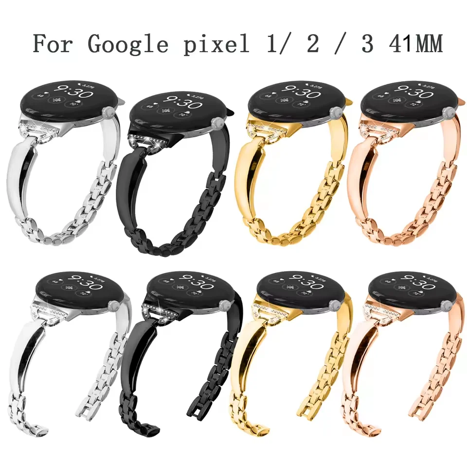 Strap for Google Pixel 1/2/3 41MM  4 41MM Watch Band Women Ladies bracelet diamond metal bands Bracelet  Accessories
