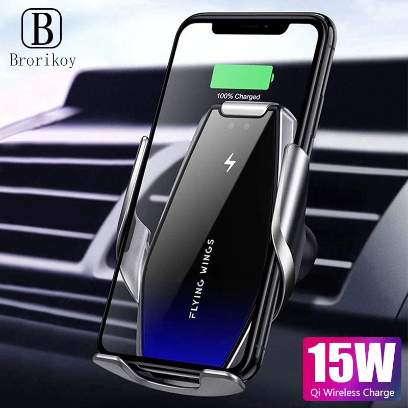 15W Car Wireless Charger Fast Phone for iPhone 14 13 12 Pro Xs Max Samsung Smart Phone Car Charge Charging Chargers Stand Holder