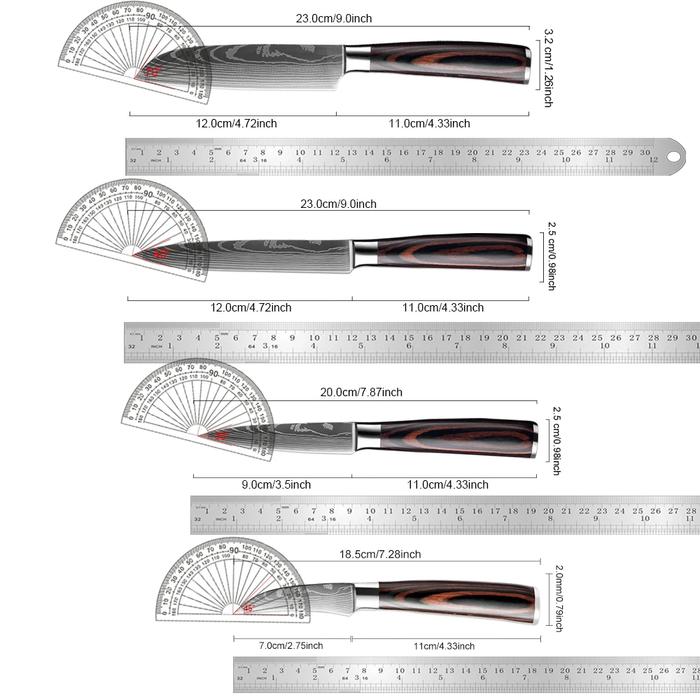 Hot sale Fruit Knife Laser Damascus Pattern Curved Paring Knife Stainless Steel Kitchen Knife for Peeling Fruits and Vegetables