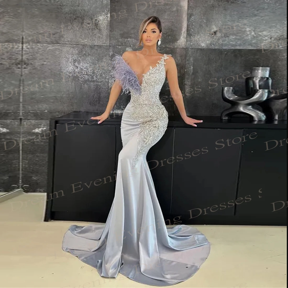 Fascinating Sexy Mermaid Exquisite Evening Dresses Ruched Sequined Stain Prom Gowns Sleeveless Vestidos Para Eventos Especiales