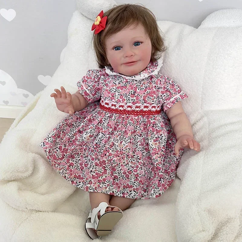 

60cm Reborn Baby Doll Zoe Lifelike Soft Cuddly Body Doll Handmade with Genesis Paint Visible Veins Multiple Layers