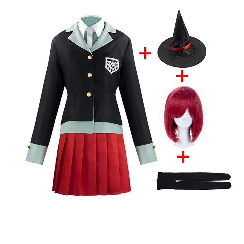 Anime Danganronpa Yumeno Himiko Full Cosplay Costume Halloween Carnival Student Uniform Cosplay Red Wig