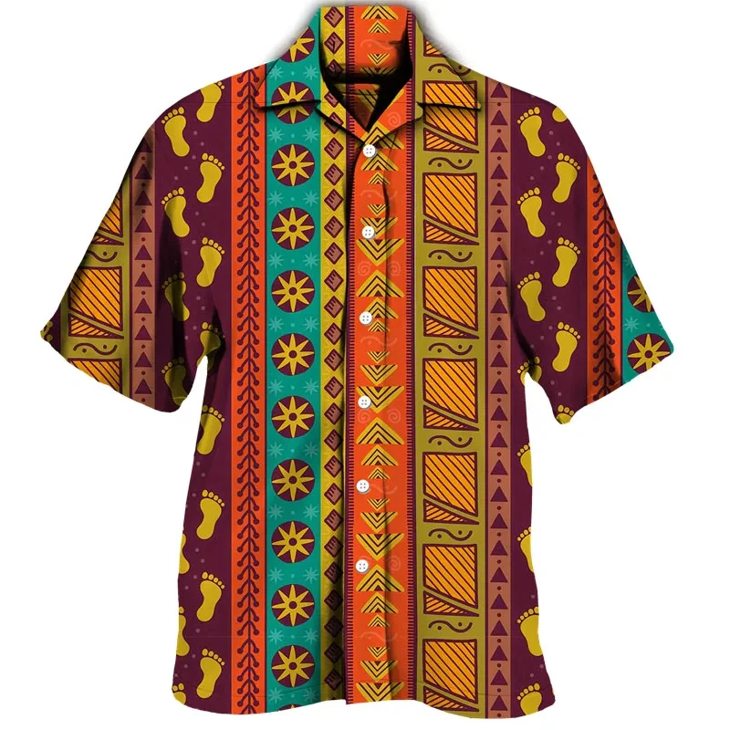 Luxury Man Shirts Retro Short Sleeved Tops Fashion Camisas De Hombre Summer Casual Ethnic Clothing Shirts Oversized Streetwear