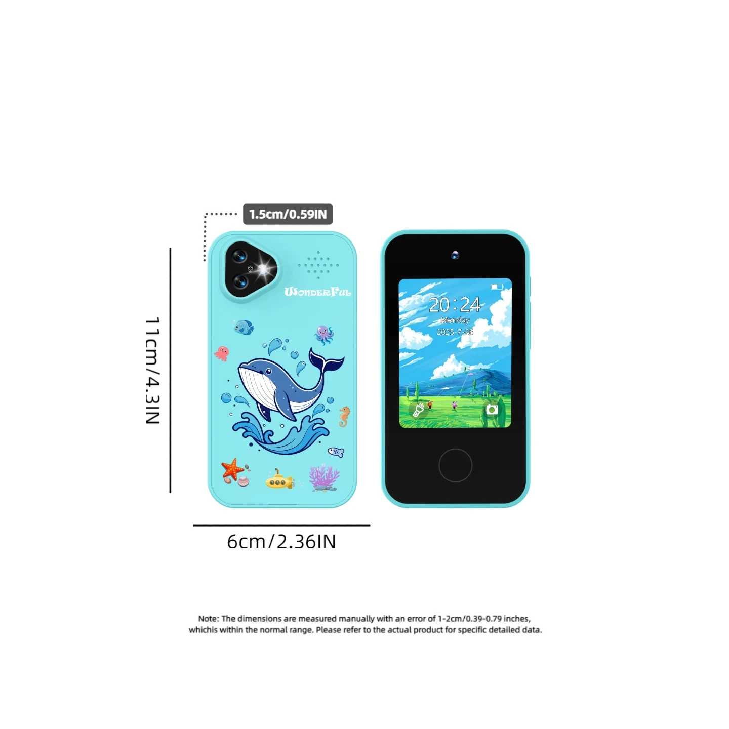 Kids Smart Phone Dual Camera 1080P HD Touchscreen Mini Player Digital Camera Educational Toys for Girls and Boys Birthday Gifts