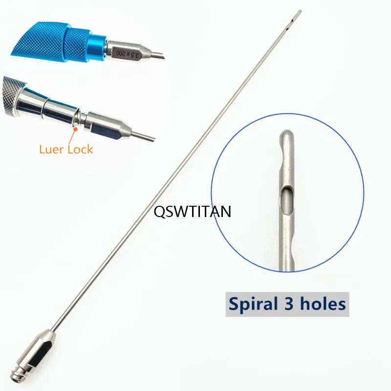 Spiral Cannula Three Hole Liposuction Cannulas Winding Type Stainless Steel Malleable for Facial Plastic Surgery Beauty Tools