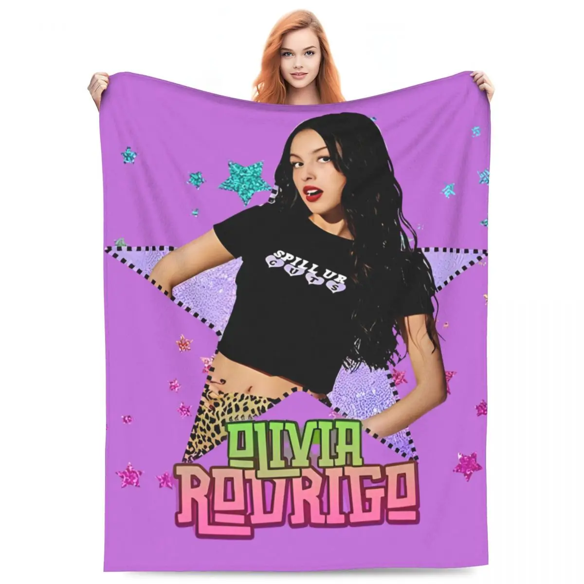 Olivia Vampire Rodrigos Sour Soft Blanket Girls Boys Plush Throw Blanket Novelty Living Room Flannel Bedspread Sofa Bed Cover