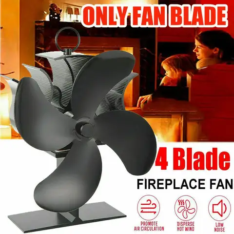Heat Power Stove Top Fan For Wood Burner Log Burning Fire 4 Blades Fireplace Parts（Only 1PC Replacement Fan Blade)