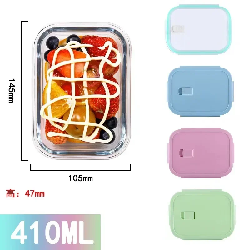 High Borosilicate Glass Lunch Box Microwave Heating Sealed Lunch Bento Boxes Refrigerator Freezer Box Fresh-keeping Soup Bowls