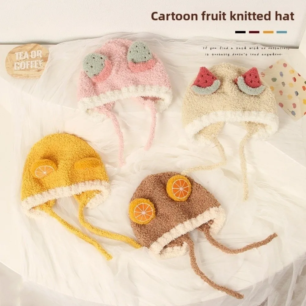 

Kawaii Fleece Fruit Ear Hat Plush Soft Baby Beanie Cap Warm Winter Ear Protection Hat Kids