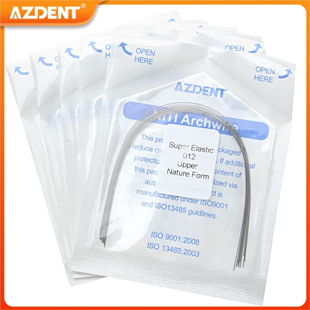 

5 Packs AZDENT Dental Orthodontic Super Elastic Niti Round Rectangular Arch Wires Nature Form Archwire Upper Lower 10PCS/Pack