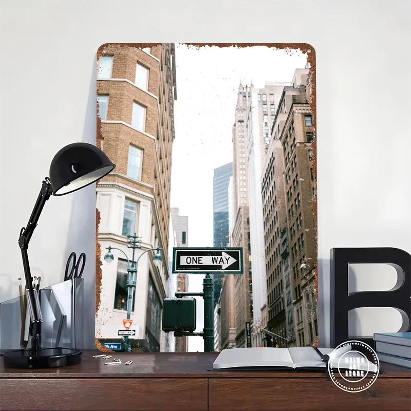 Fifth Avenue New York Tinplate Poster Customized Wall Art Vintage Metal Signs Retro Tin Plaque for Gaming Decoration Room House