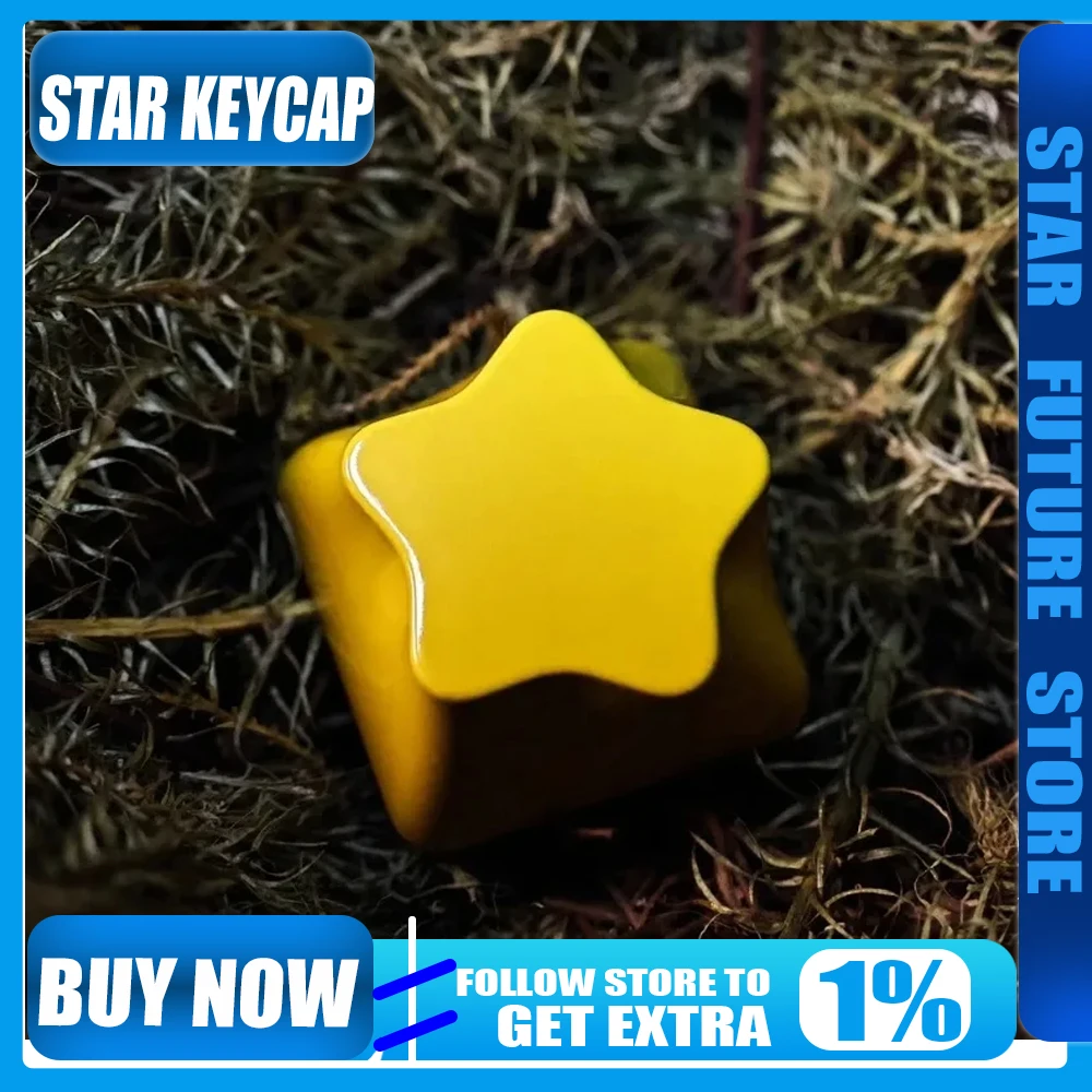 

Star Keycap Original Shaped Aluminum Alloy Metal Baking Paint CNC Machining Customized Mechanical Keyboard Cute Decoration Gift
