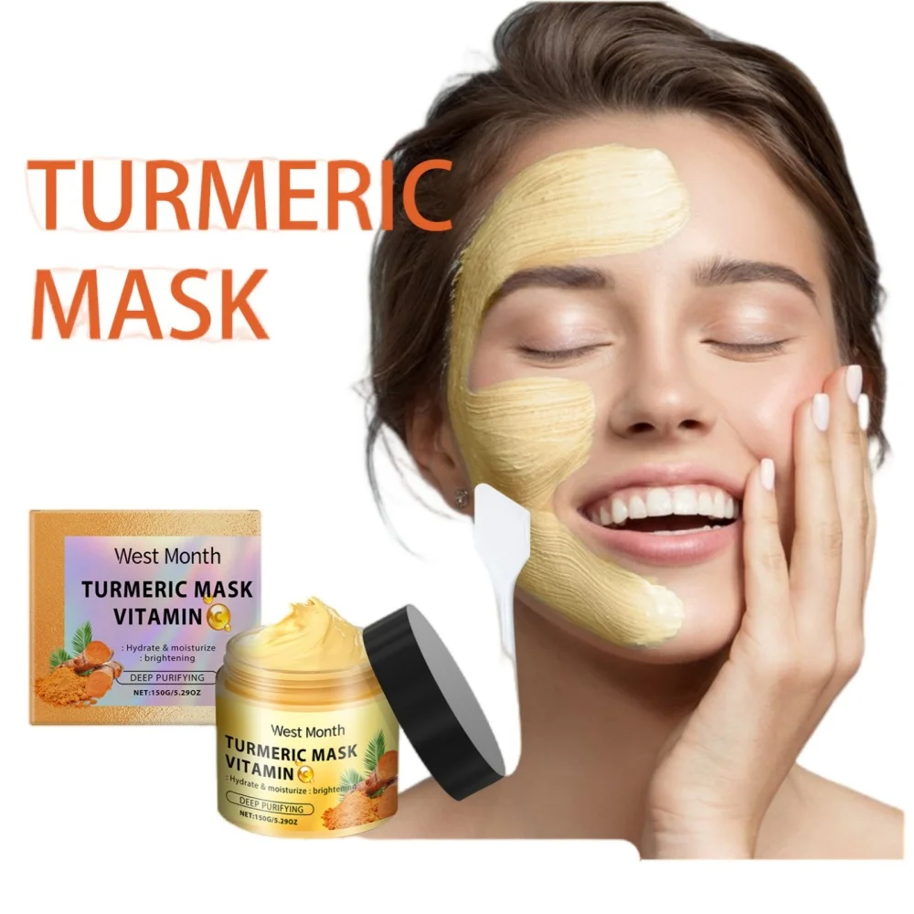 

Turmeric, vitamin C and clay facial mask cleanses face, improves acne, moisturizes skin