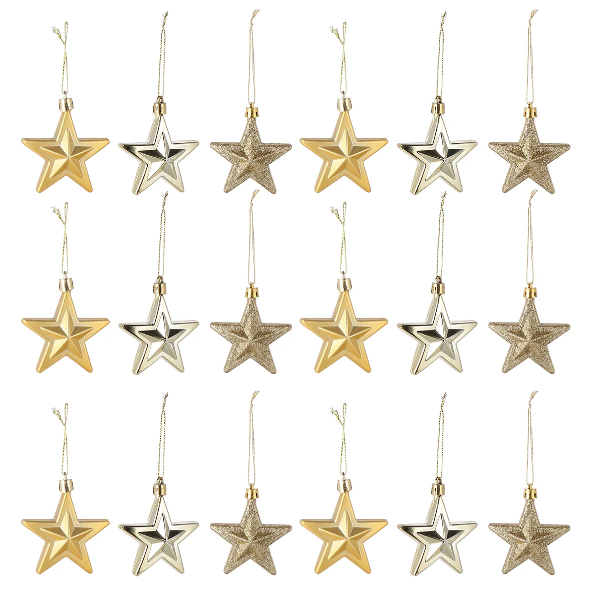 

18 Pcs Christmas Tree Decorations 7cm Three-dimensional Five-pointed Star Top 2023 for Hanging Woodland Hangings Plastic