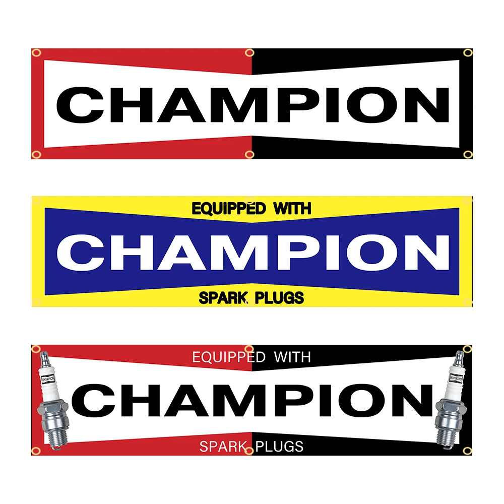 60X240cm Champions Spark Plugs Banner Flag Polyester Printed Garage or Outdoor Decoration Tapestry