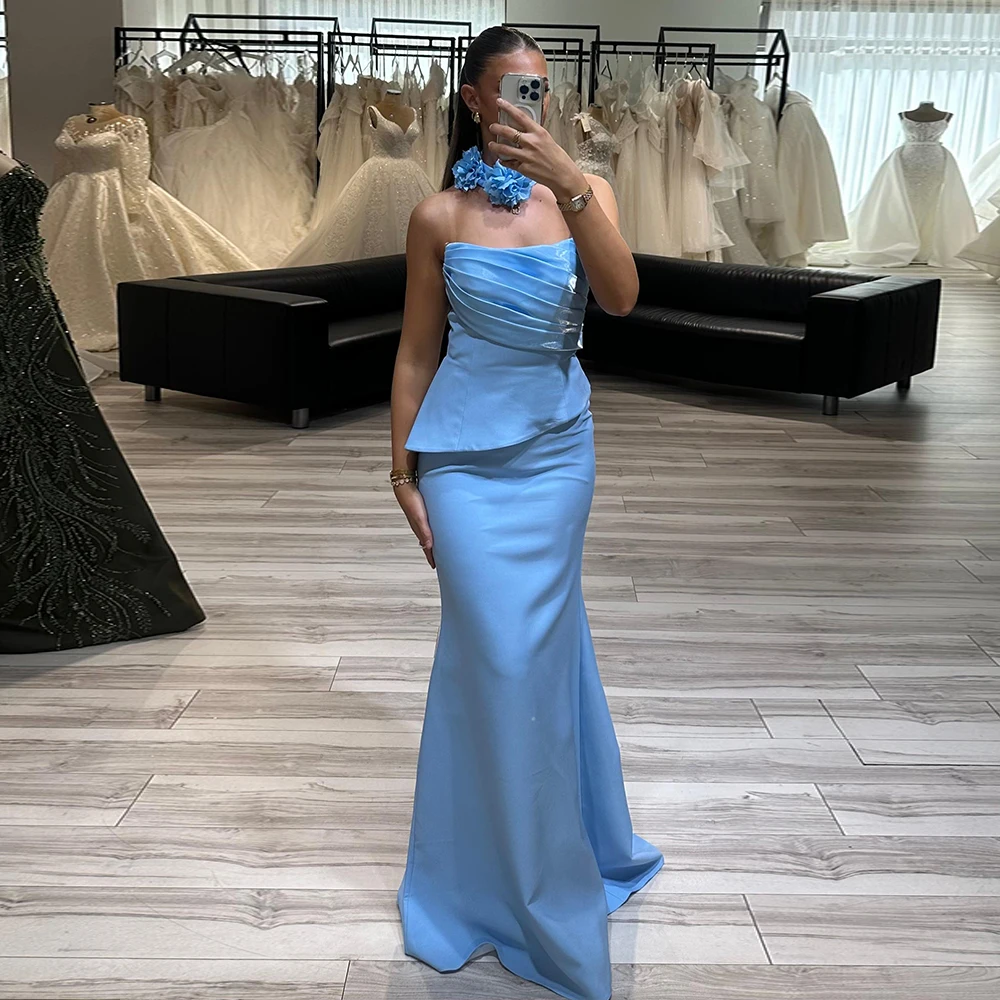 

Customized Pleated Strapless Evening Dress Mermaid Elegant Women's Party Dress for Wedding Guest Jersey Ruched Cocktail Gowns