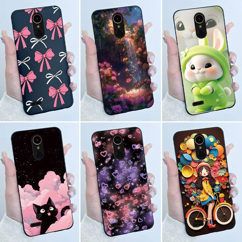 Capa para LG K10 2017 M250N X400 com Desenho de Coelho Fofo, Capa Traseira Ultra Fina de Silicone TPU Macio para LG K10 2018.