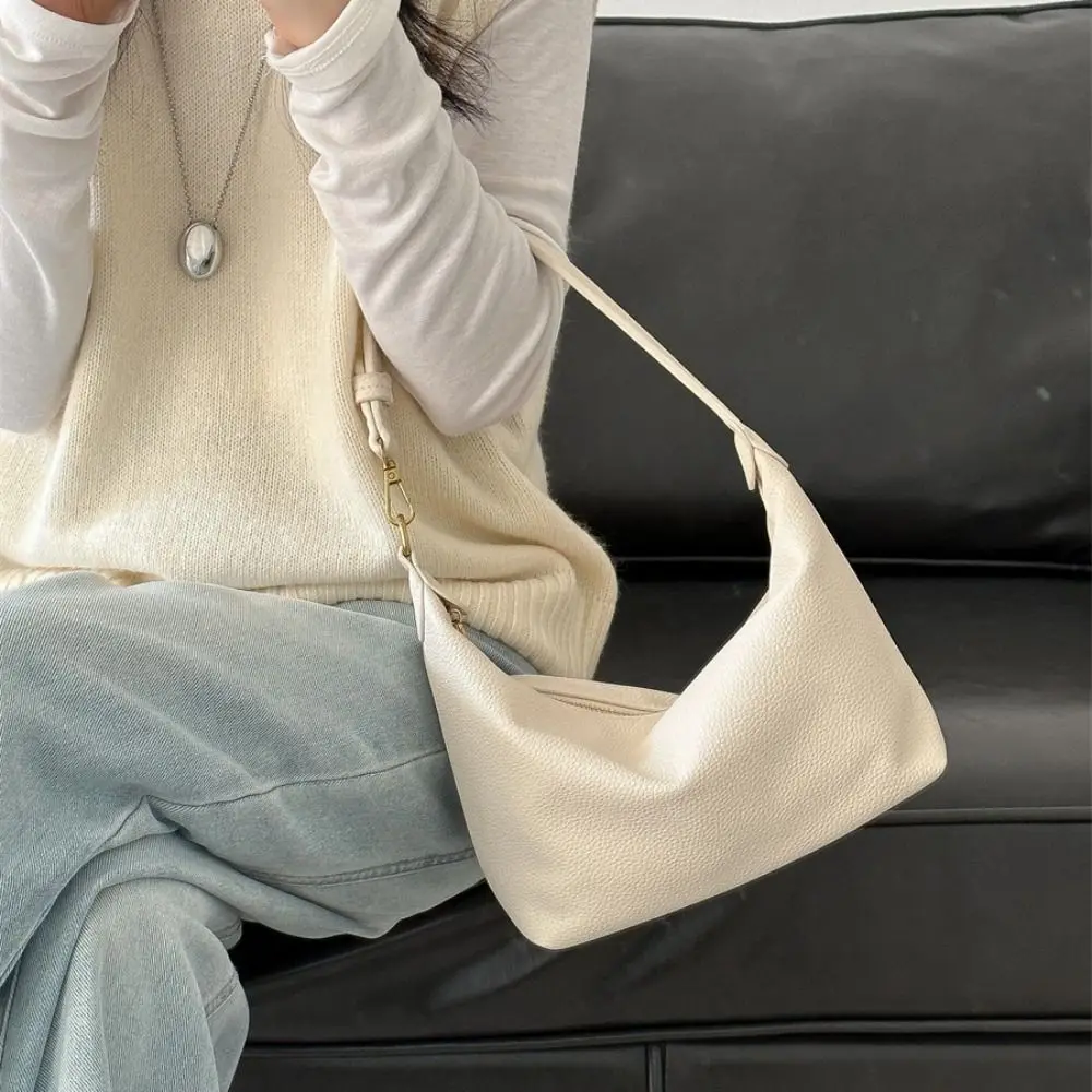 

Ins Large Capacity PU Hobo Bag Korean Style Solid Color Shoulder Bag Fashion Design Handbag PU Dumpling Bag Women