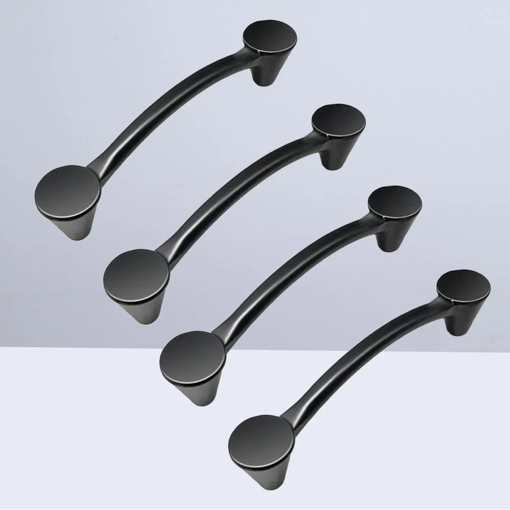 

4Pcs Black Cabinet Door Handle Aluminum Alloy Metal Pull Bridge Shape 96mm Hole Distance for Kitchen Closet Drawer