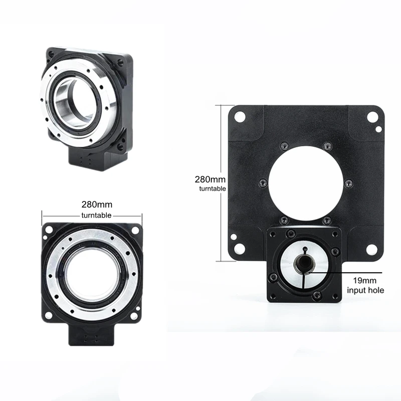 360 degree electric hollow rotating gearbox 10:1 for Nmea42 stepper motor shaft 19mm 15 arcsec rotation positioning accuracy