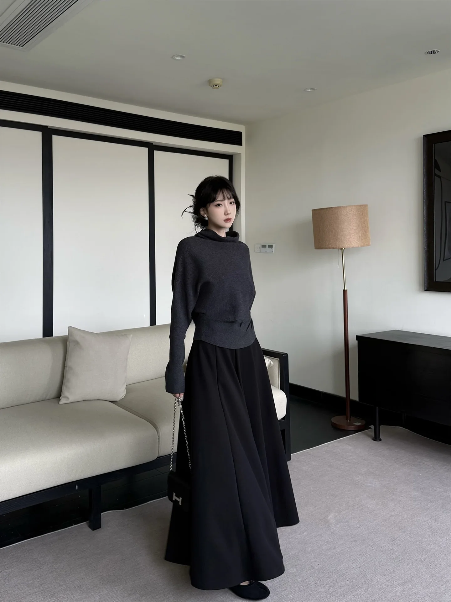 Gonna da donna WAYMODE a vita alta con ricami pesanti, nuova collezione primavera, ampia gonna a pieghe lunga in misto poliestere