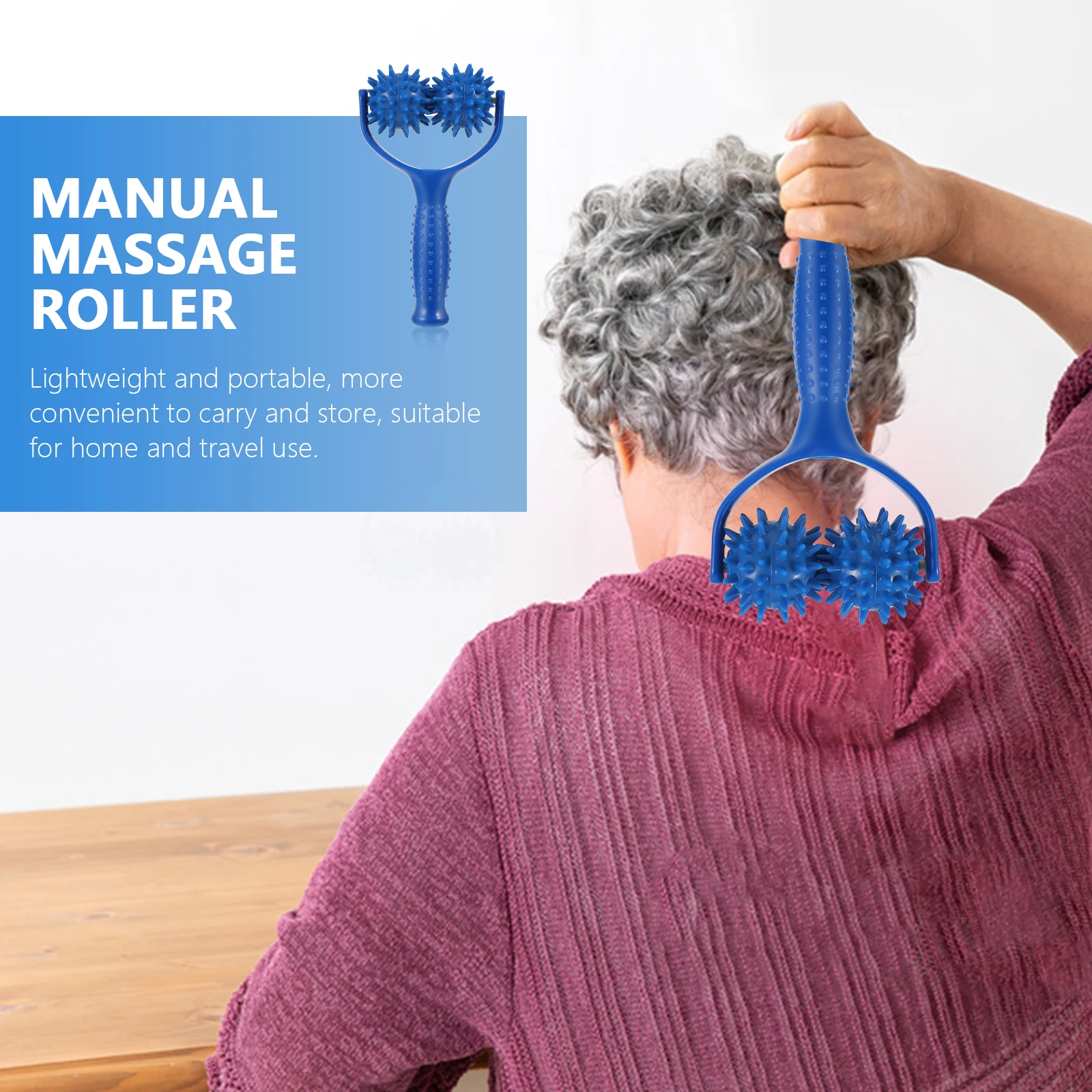 

Ergonomic Manual Massage Roller Stick For Back Shoulder Muscle Relief Durable Pvc Body Massaging Tool Lightweight Portable Blue