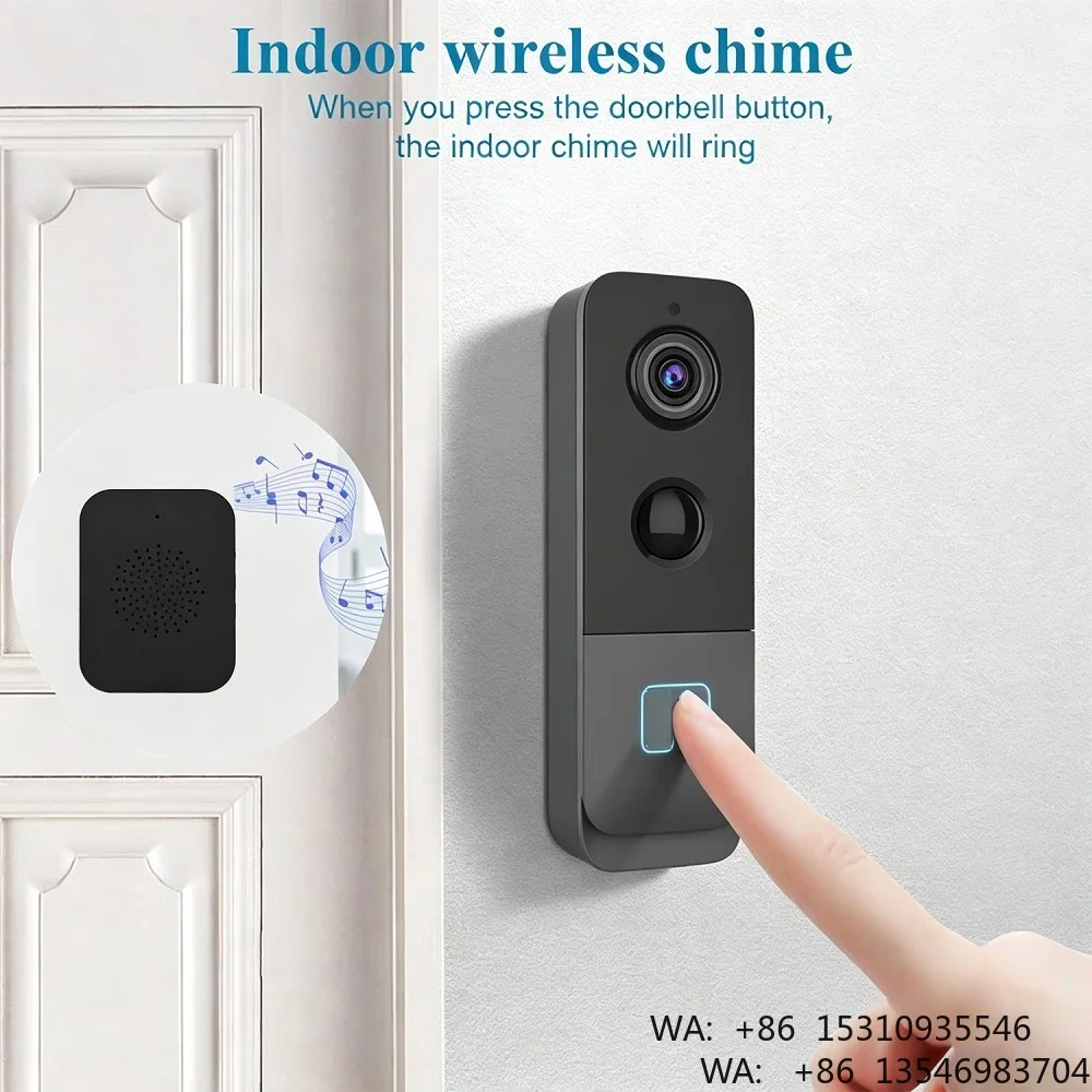 

Tuya Smart Life Wireless Wifi Battery Doorbell HD Video Two-Way Talk Door Bell Camera with Motion Alerts with Indoor Chime