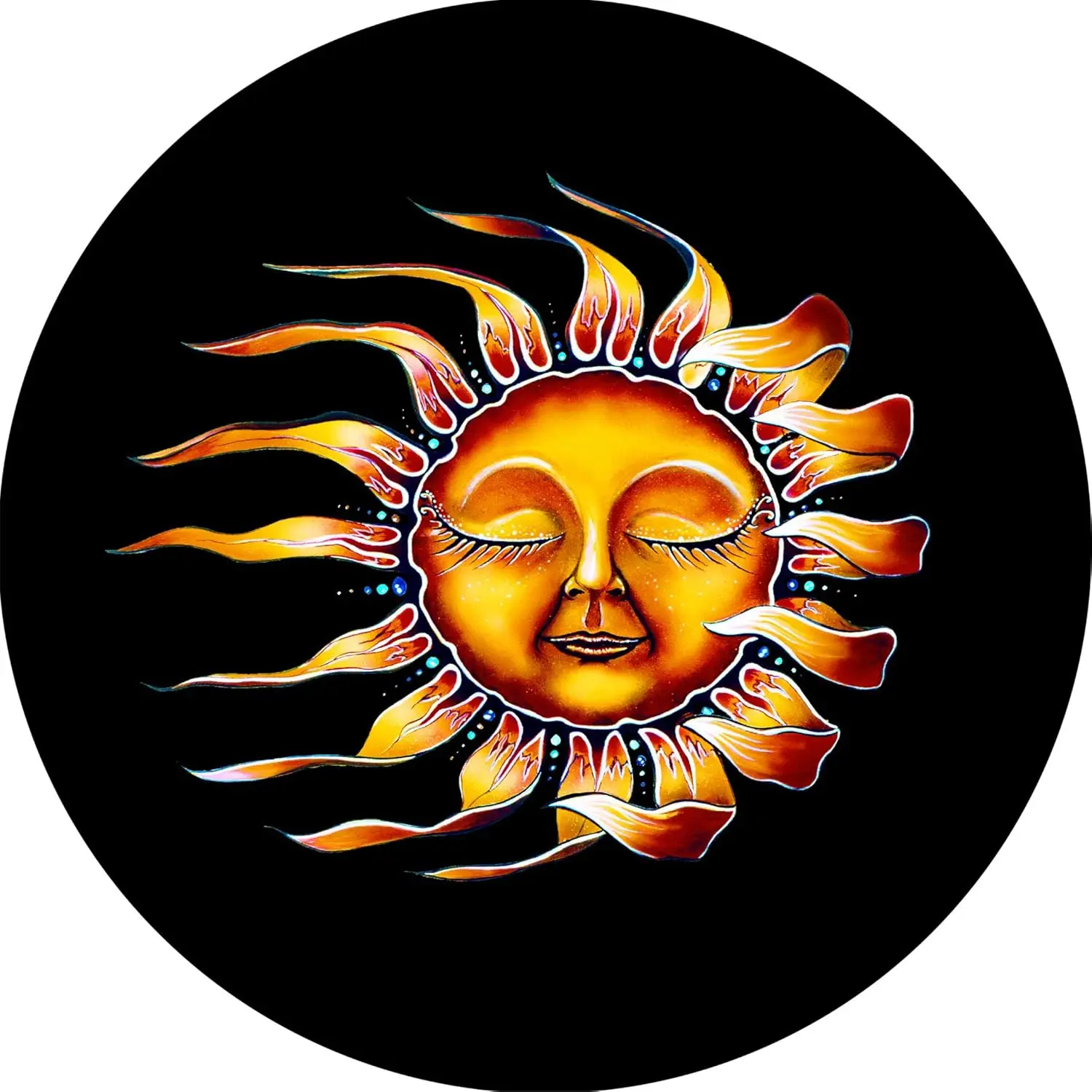 

Sleeping Sun Face Spare tire Cover Wheel Protectors Camper Tire Cover Fit for RV Trailer Truck 14 15 16 17in