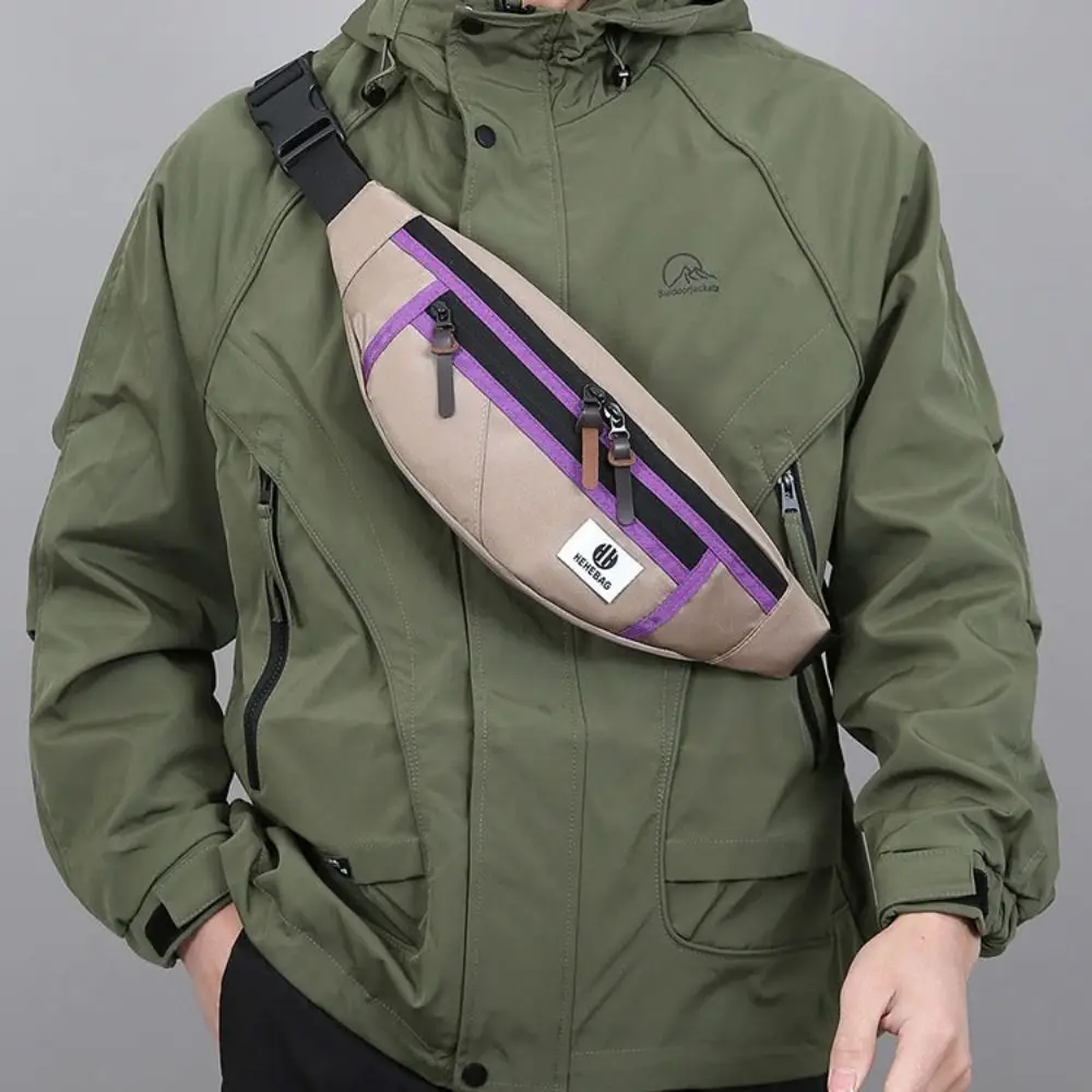 

Casual Waterproof Men Waist Bag Wear-resistant Adjustable Crossbody Chest Bag Nylon Large Capacity Waist Pack Belly Bag Running