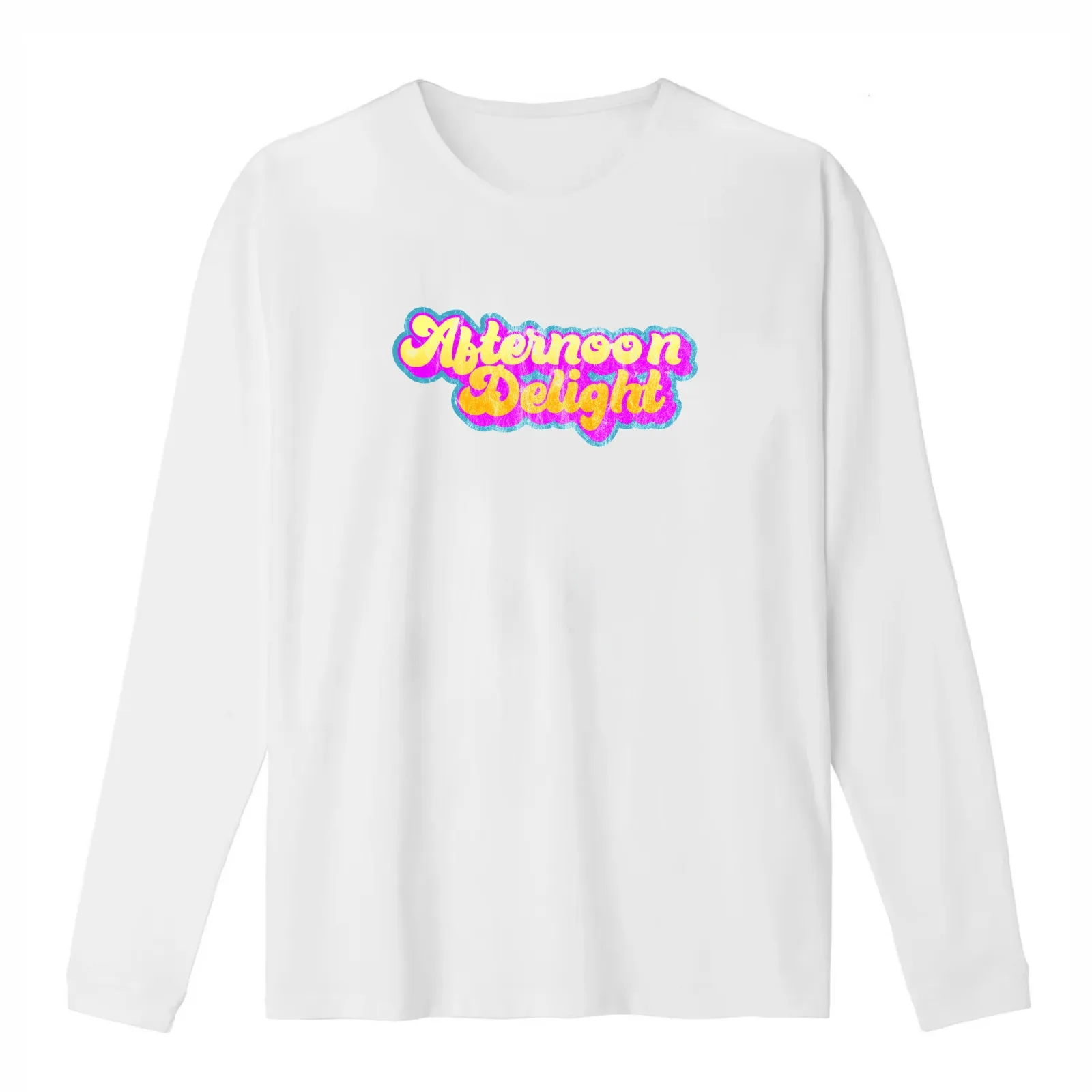 Afternoon Delight Vintage Typography with a Washed and Worn Finish T-Shirt Summer Casual Cotton Tee Oversized Streetwear Tops