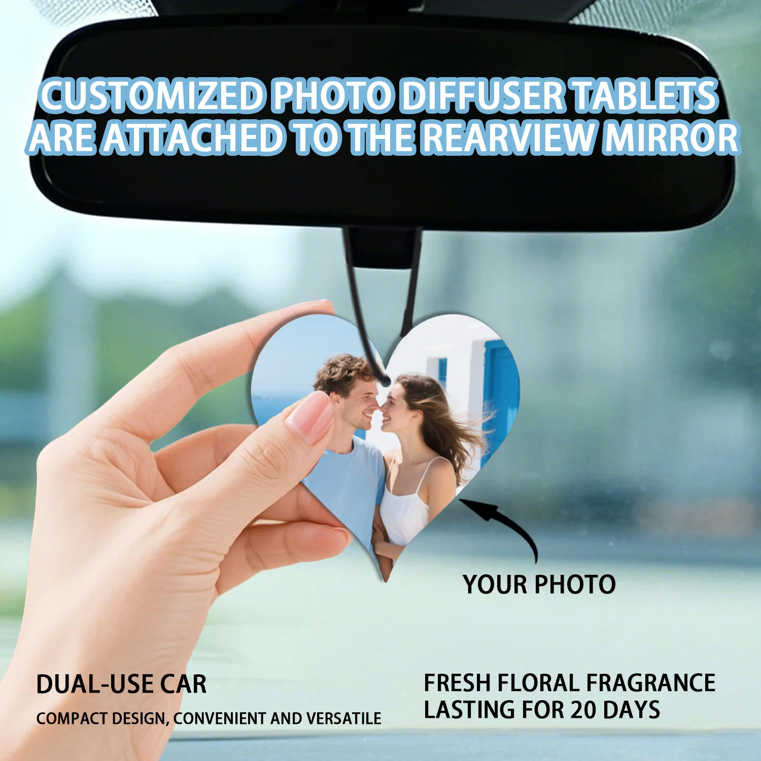 

1pc/3pcsCustomized love-shaped car air fresheners, company logos, car rearview mirror pendants, commemorative gifts and business