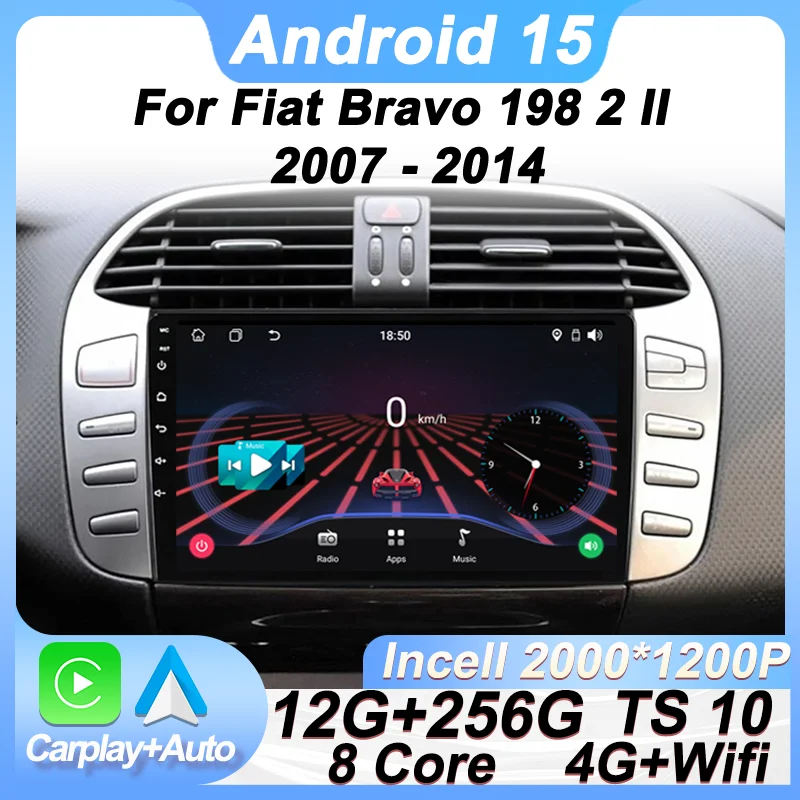

Автомобильный мультимедийный видеоплеер для Fiat Bravo 198 2 II 2007-2014 Стерео головное устройство Bluetooth Auto Carplay Навигация GPS 4G Wi-Fi