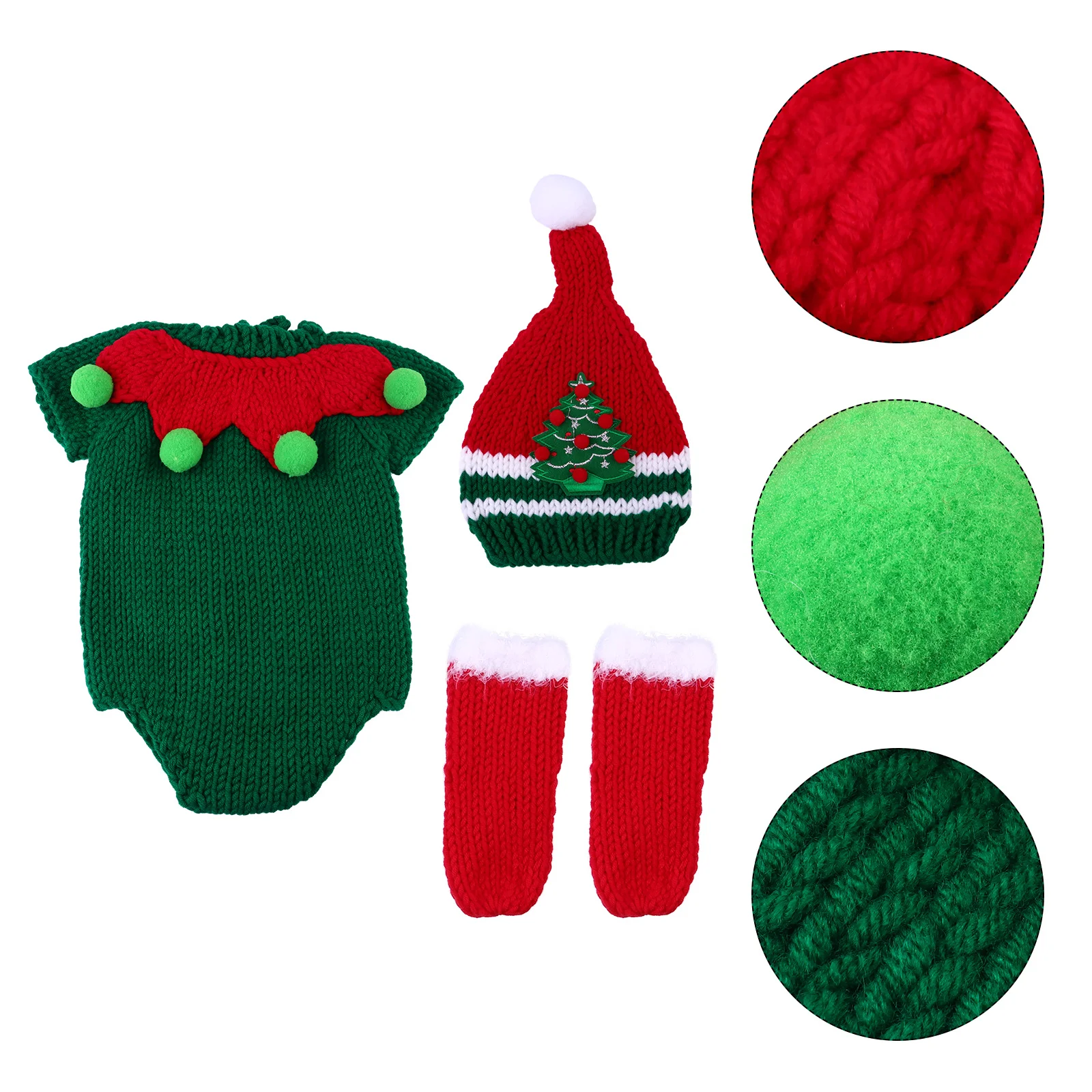 

1Set Christmas Baby Photography Outfit Knitted Bodysuit Hat Shoes Newborn Xmas Costume Baby Gift Choice Christmas Costume Set