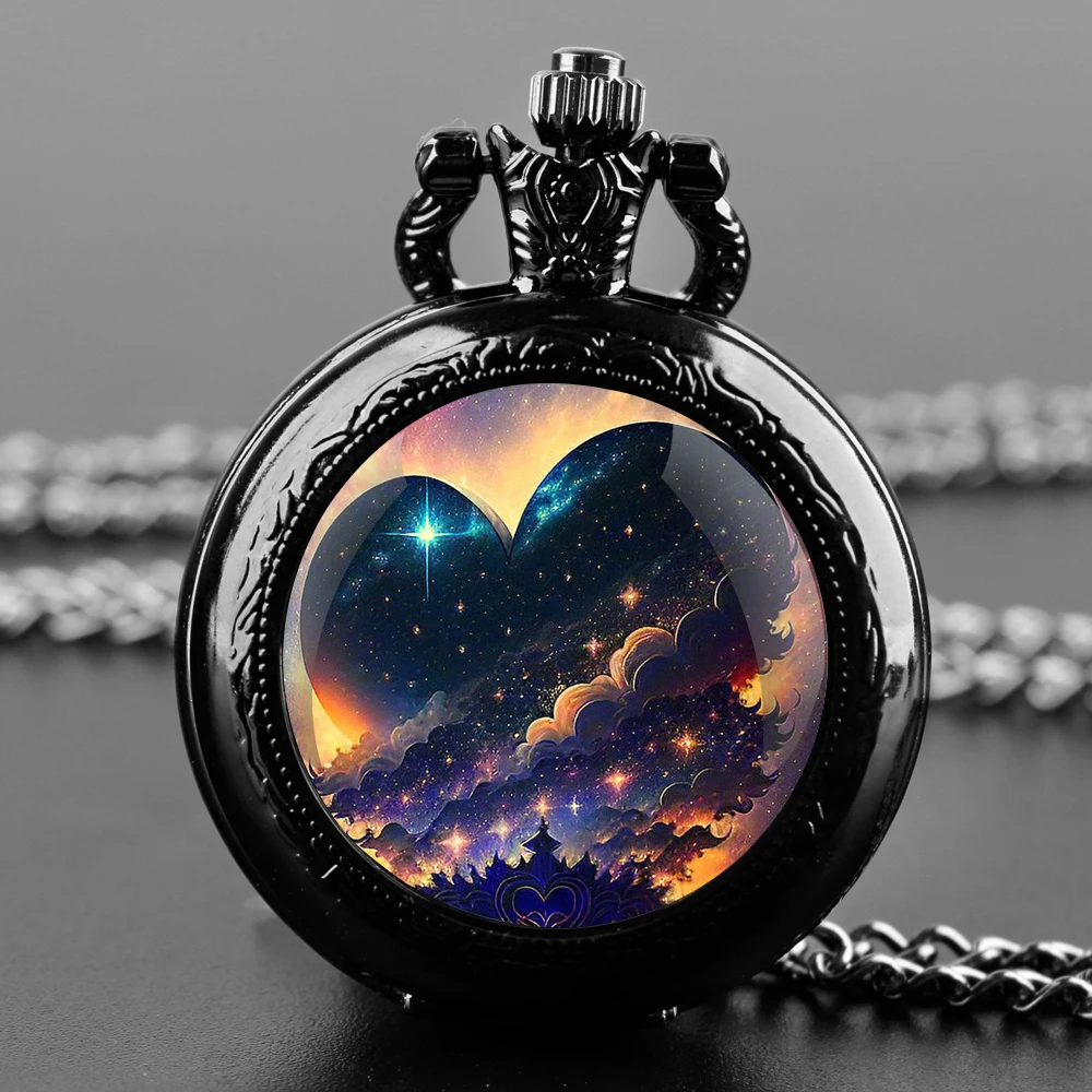 

Creative Love Starry Star Vintage Quartz Pocket Watch for Women Men Necklace Clock Chain Pendant Kids Pocket Watch Jewelry Gift