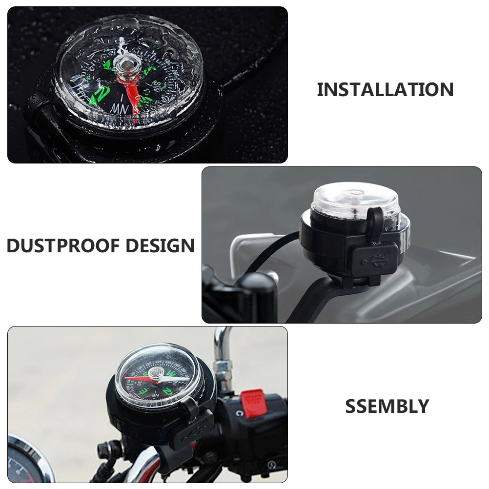 

Fast Charging Motorcycle Handlebar USB Chargers Compass Wear Resistant Silica Gel Waterproof Device