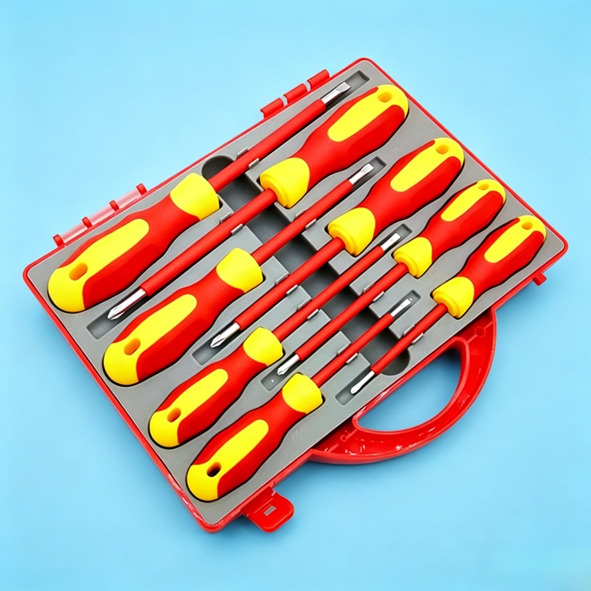 8 Pcs High Voltage Insulated Screwdriver Set Slotted Phillips Magnetic Electrician Screwdriver Kit Safety Hand Tools for Repair