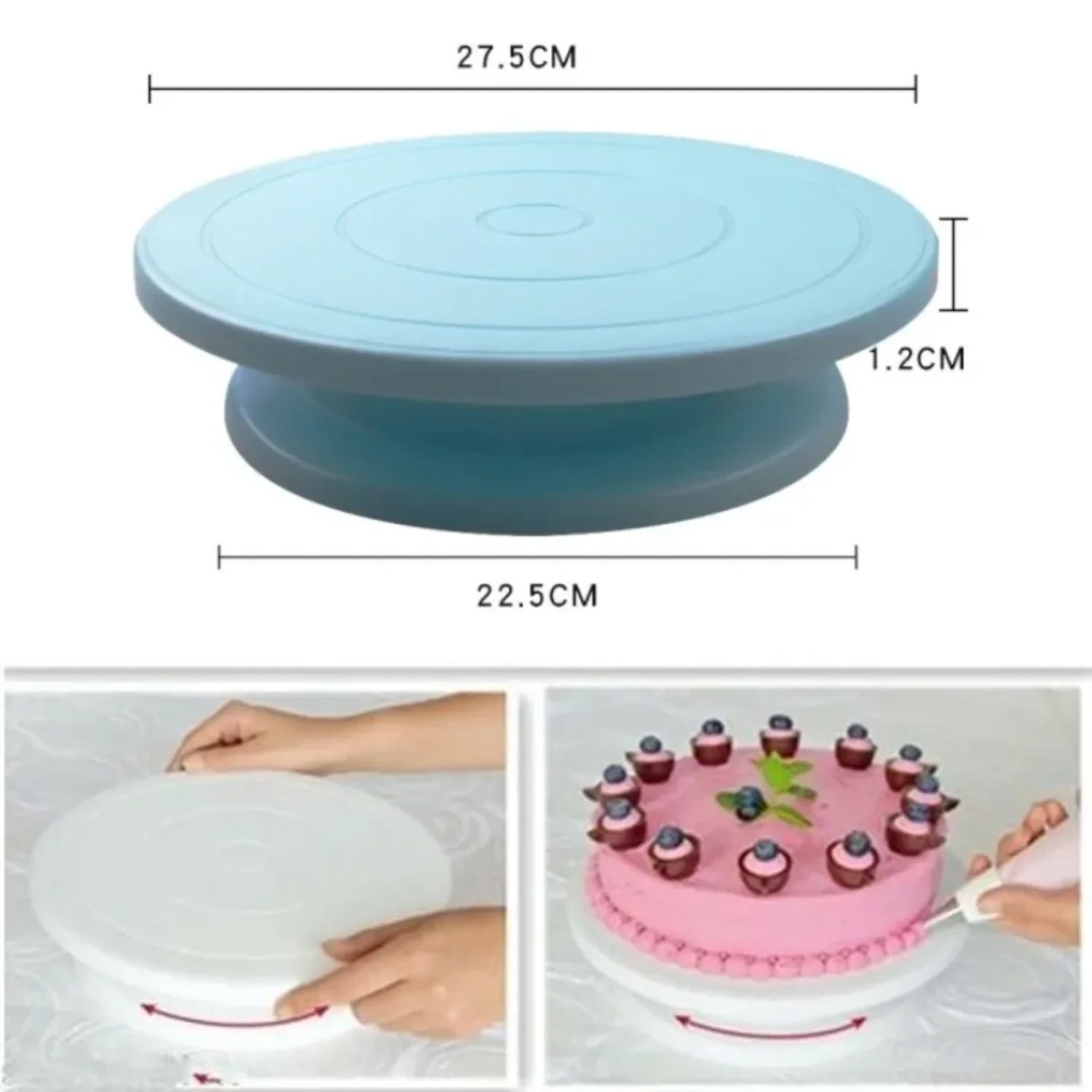 Plastic Cake Plate Turntable Rotating Anti-skid Round Cake Stand Cake Decorating Rotary Table Kitchen DIY Pan Baking Tool