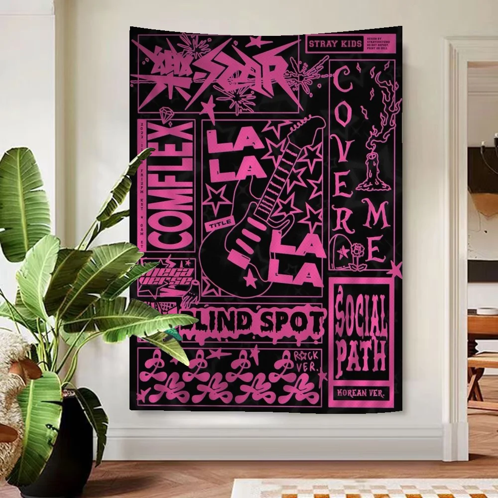 Stray 5-STAR-Kids-D Kpop Tapestry Anime Tapestry Hanging Tarot Hippie Wall Rugs Dorm Wall Hanging Sheets