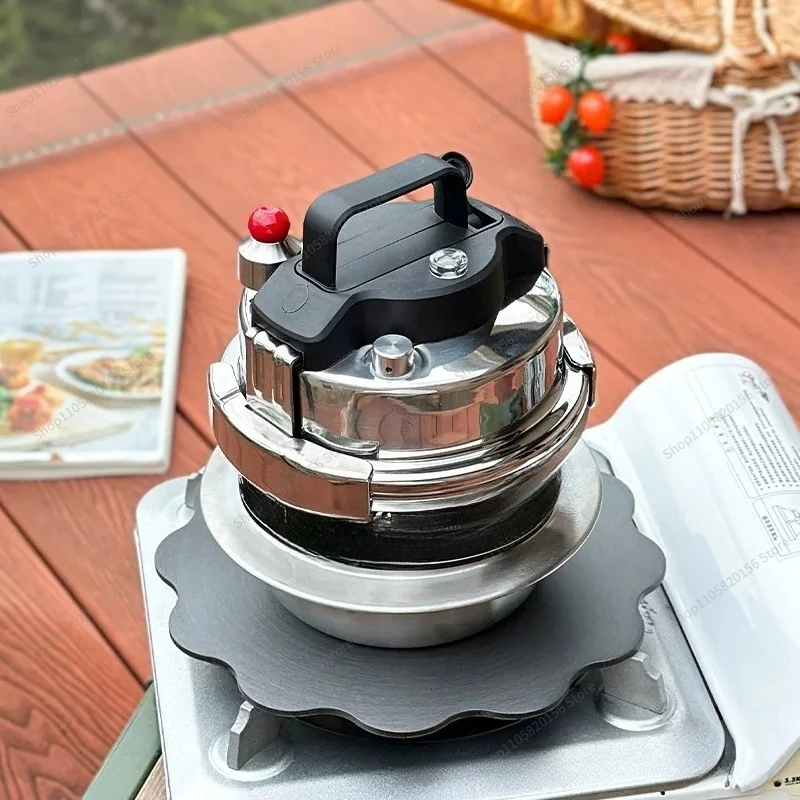 For 304 Stainless Steel Mini Pressure Cooker Portable Outdoor Camping Travel