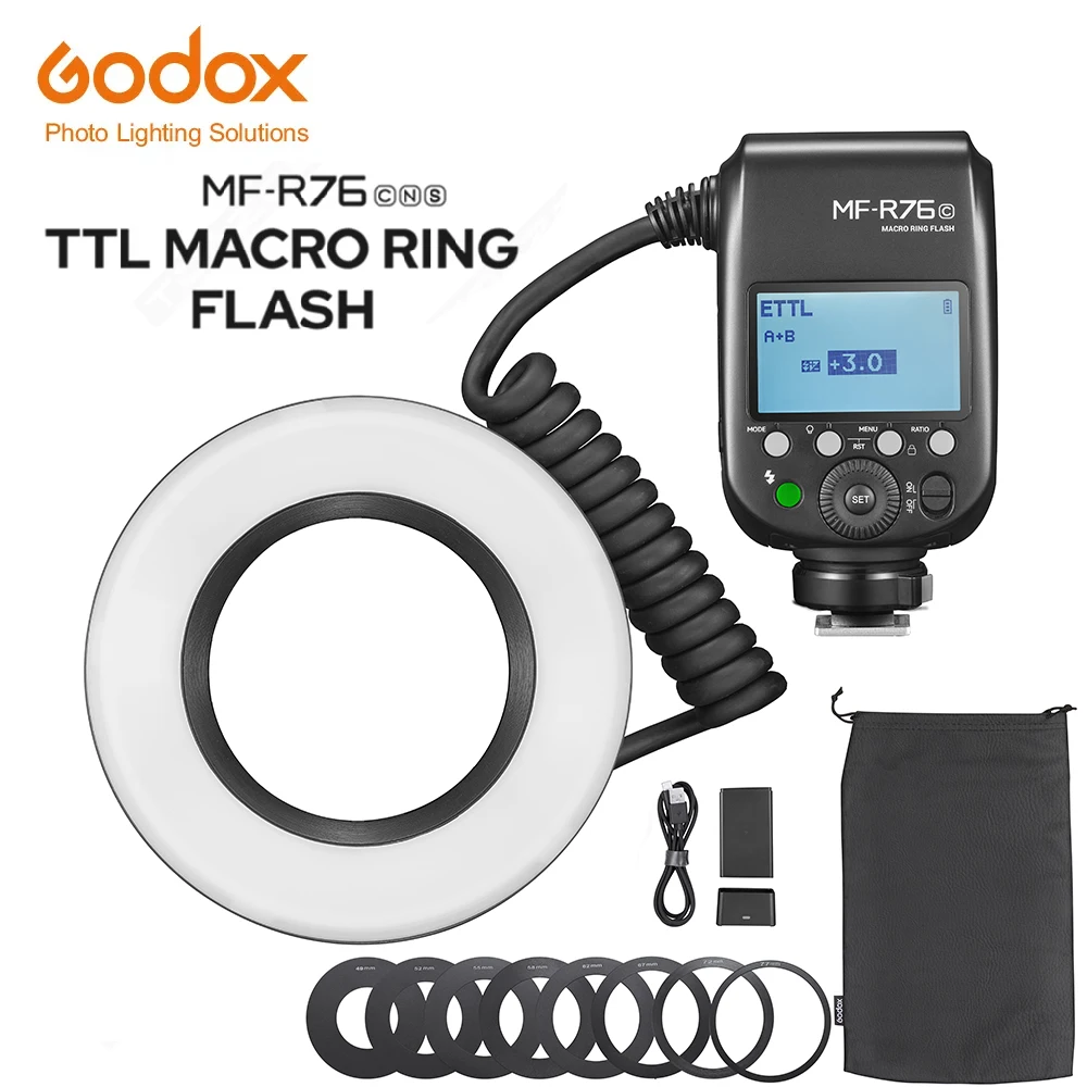 

Godox MF-R76C MF-R76N MF-R76S TTL 2.4G LED Ring Light Speedlite Flash Light Dental Macro Ring Flash for Sony Canon Nikon Camera