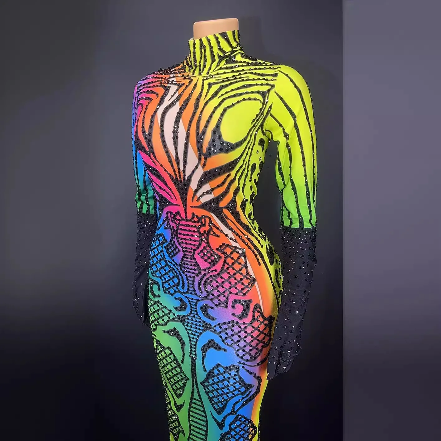 誕生日カラフルなパターンダイヤモンド長袖ウェディングドレス Vestidos デ フィエスタ Brillo ドレス フェスタ Luxo Vestidos Luxo パラ フェスタ