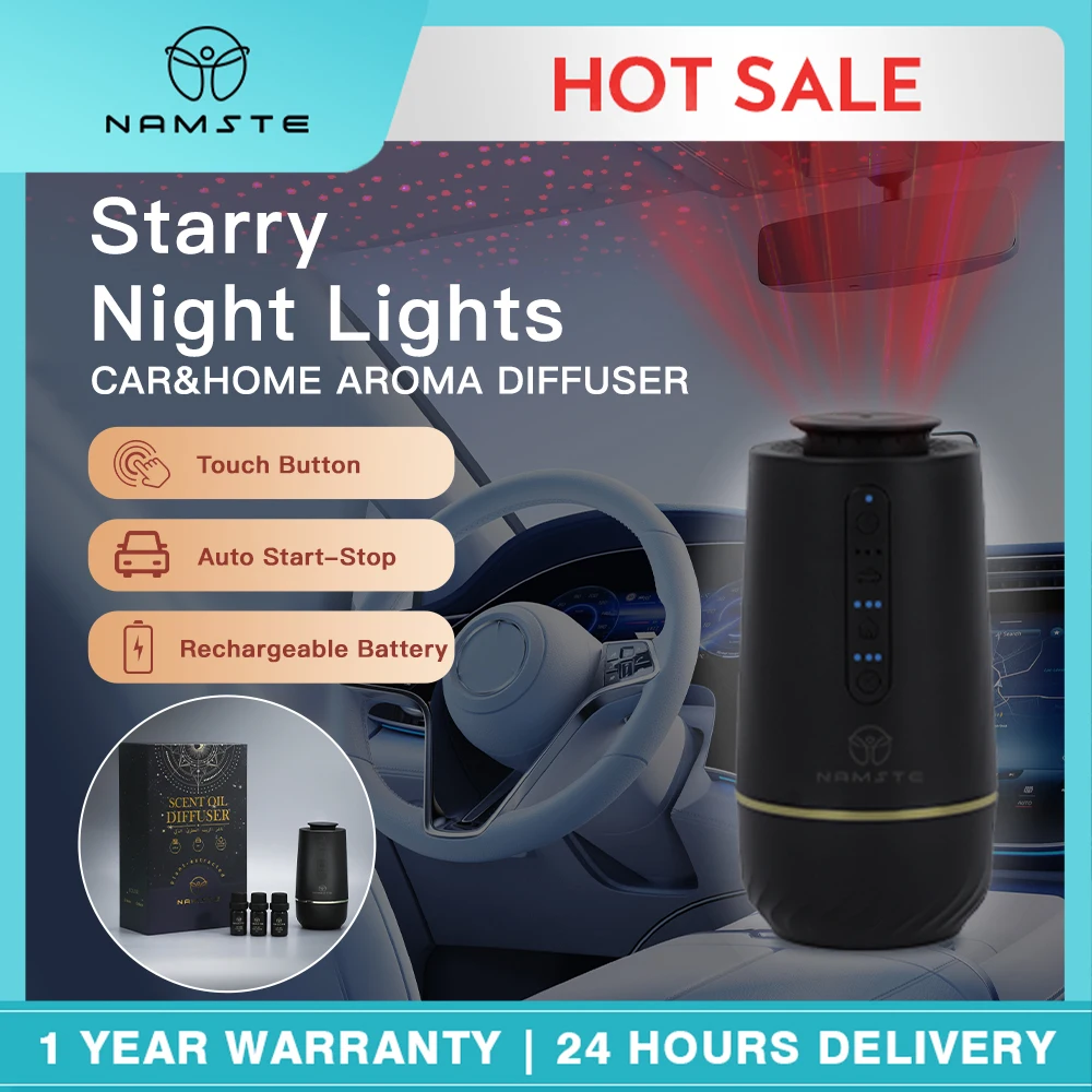 Namste 2025 Car Aroma Diffuser Smart Fragrant Diffuser Starry Light Smell Distributor Interior Perfume Scent Home Air Freshener