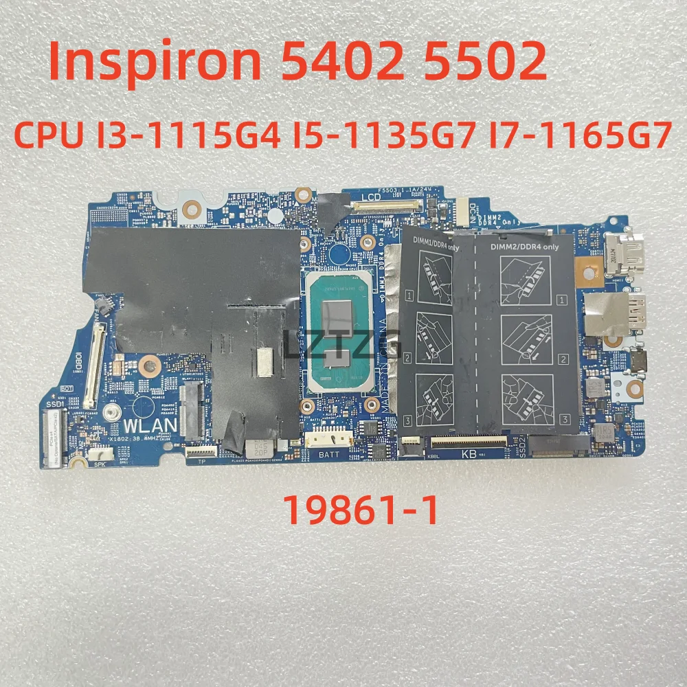 Laptop Motherboard para Dell Inspiron, CPU, 100% testado OK, 19861-1, 5402, 5502, I3-1115G4, I5-1135G7, I7-1165G7