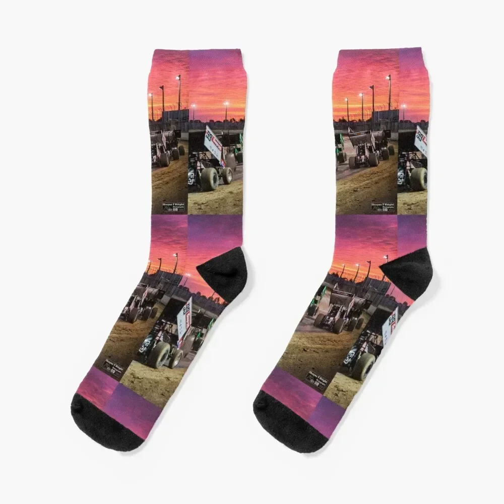 Sunset at the Speedway track. Socks Run happy Socks Woman Men's