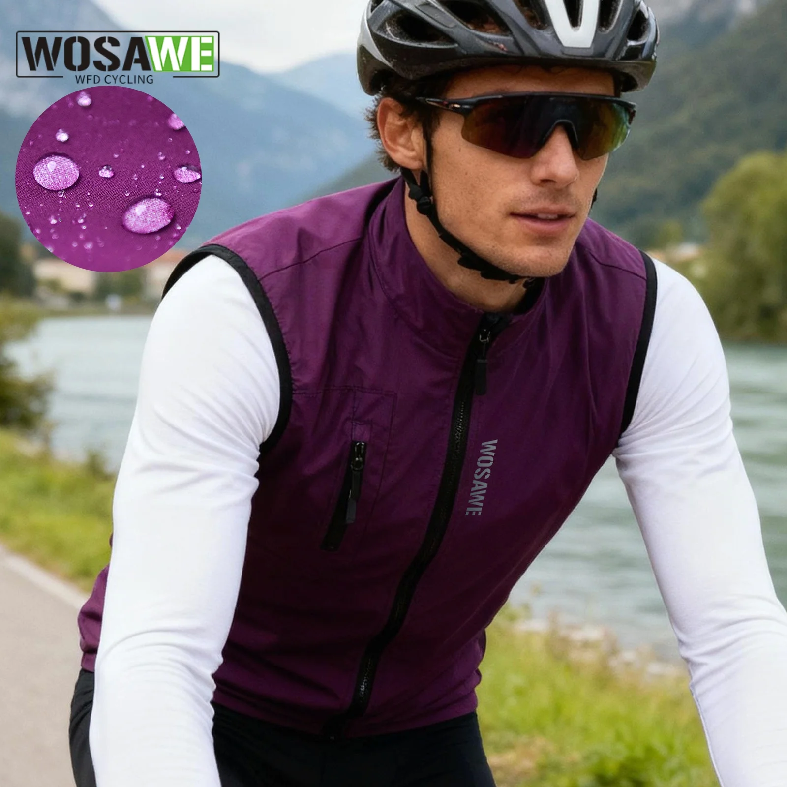 

WOSAWE Men Cycling Vest Windproof Breathable Mountain Bike Lightweight Sleeveless Gilet MTB Road Cycling Jersey