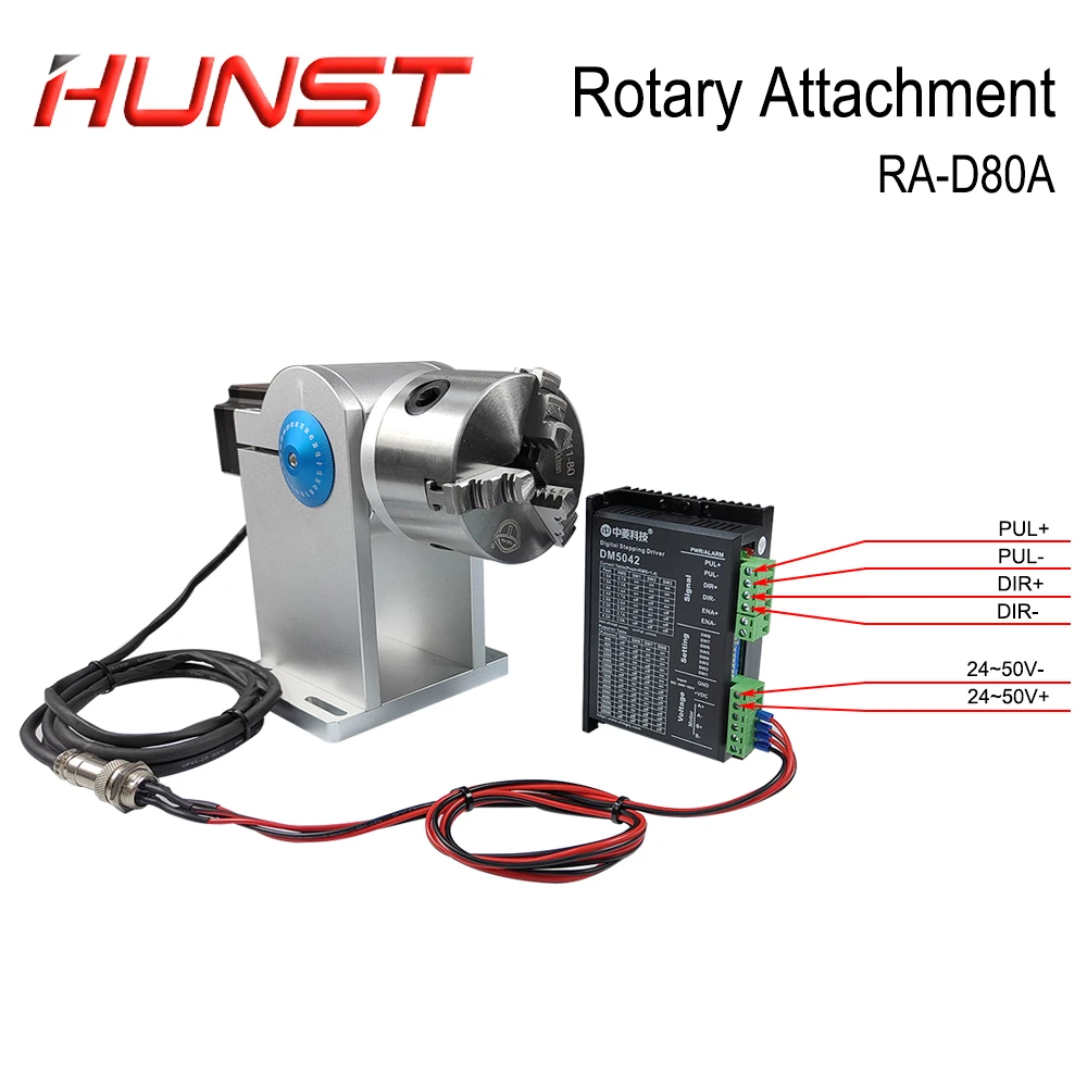 HUNST Rotary Attachment Diameter 80mm Device Fixture Gripper Three Chuck Rotary Worktable for Laser Marking Parts Machine